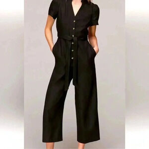 LANTROPY BLACK LINEN JUMPSUIT SIZE SMALL